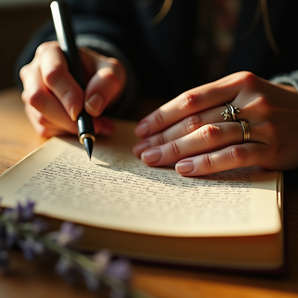 Participante escribiendo en su cuaderno de journaling durante una sesión