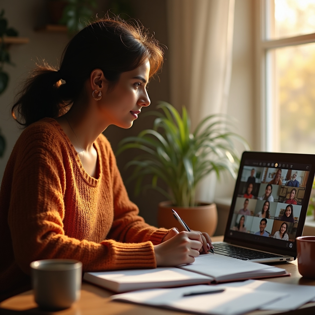 Participante en un taller de escritura online desde casa